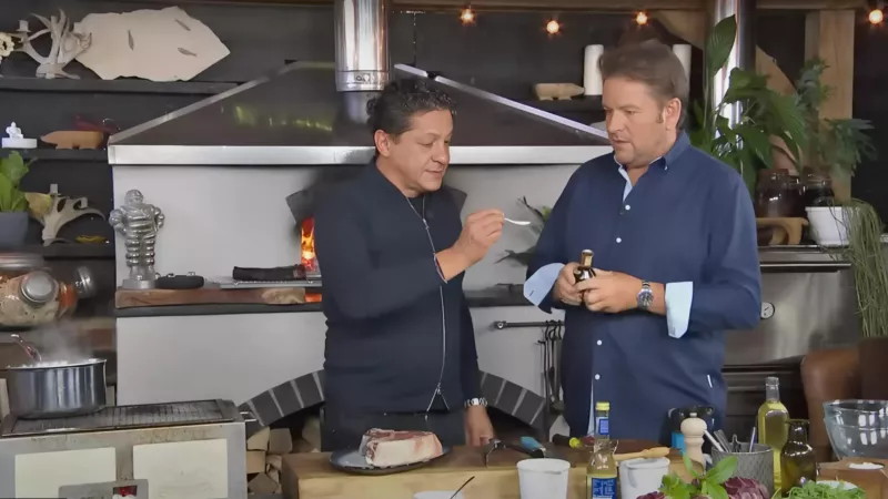 Aceto Balsamico Tradizionale di Modena-puntata ITV chef Francesco Mazzei e conduttore James Martin